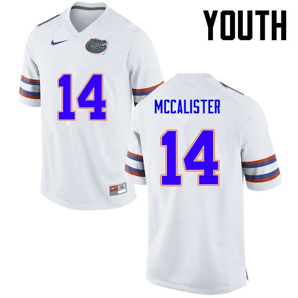 NCAA Florida Gators Alex McCalister Youth #14 Nike White Stitched Authentic College Football Jersey ZCC5364CO